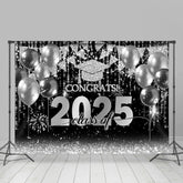 Aperturee - Silver Balloon Flag Congrats 2025 Photo Backdrop